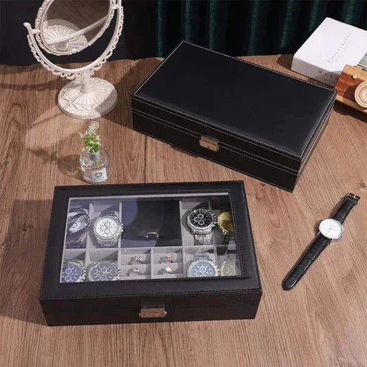 8 Watch and Jewellery Organizer – PU Leather with Velvet Lining - Image 2