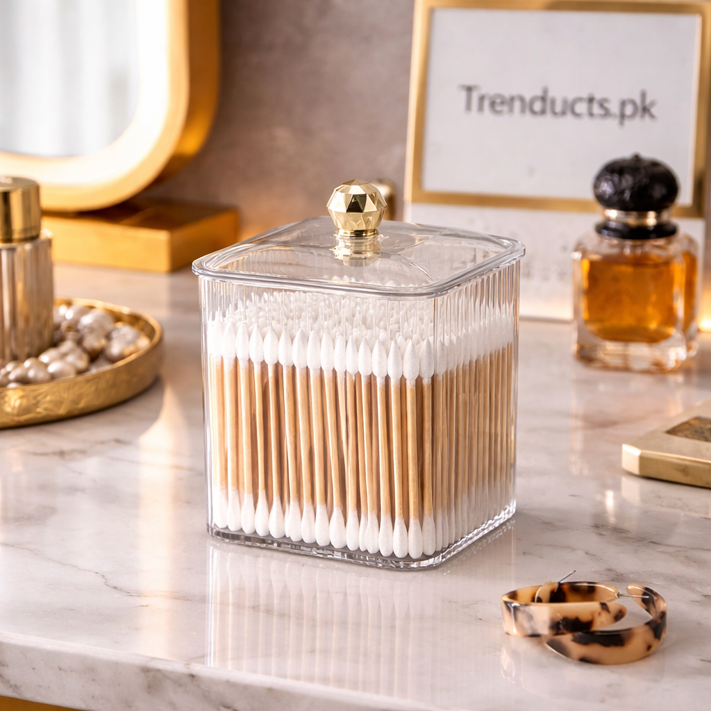 Luxury Transparent Lipstick & Makeup Cotton Swabs Holder