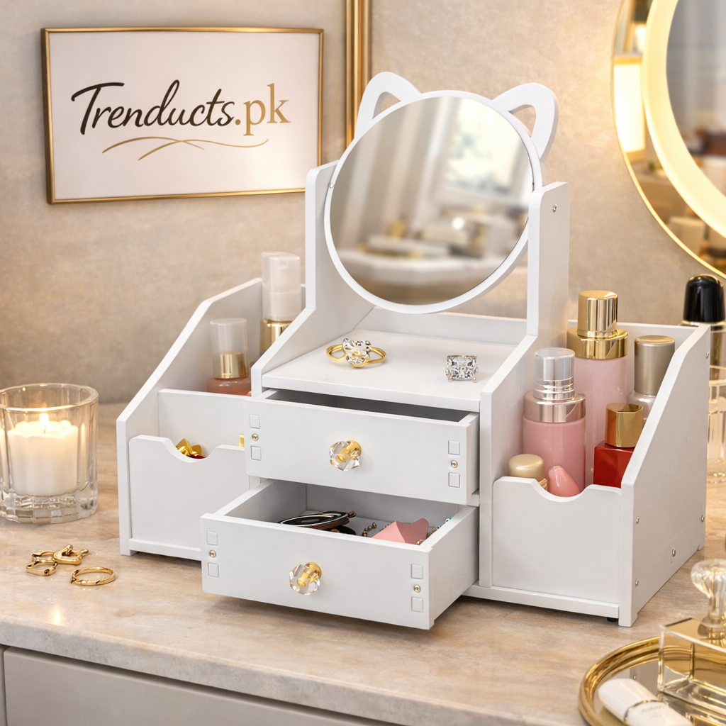 2 Drawer Vanity Mirror & Makeup Organizer