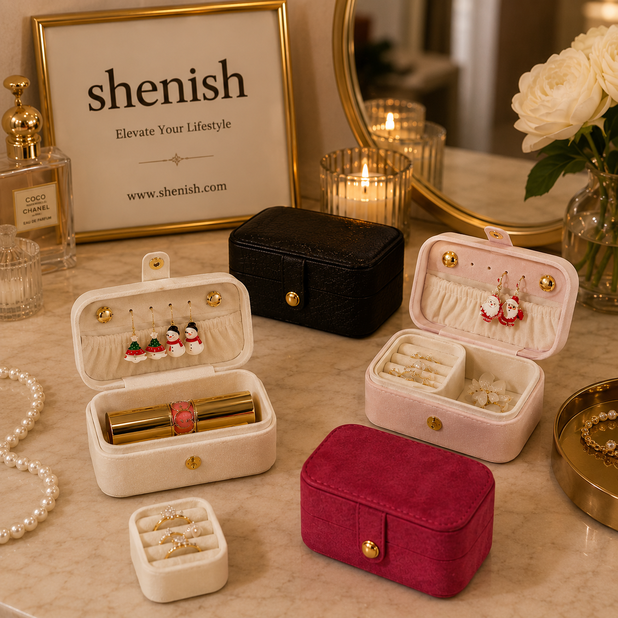 Mini Portable Travel Jewelry Box & Organizer