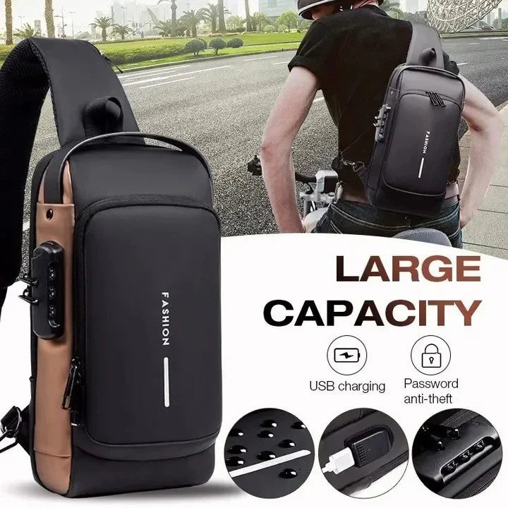 Anti-Theft Crossbody Sling Bag with USB Charging Port – Waterproof Travel Shoulder Bag
