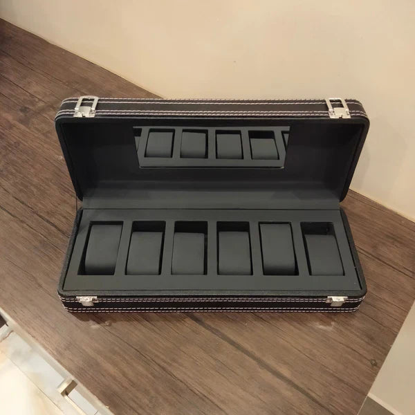 Premium 6 Grid PU Leather Watch Display Box - Image 4