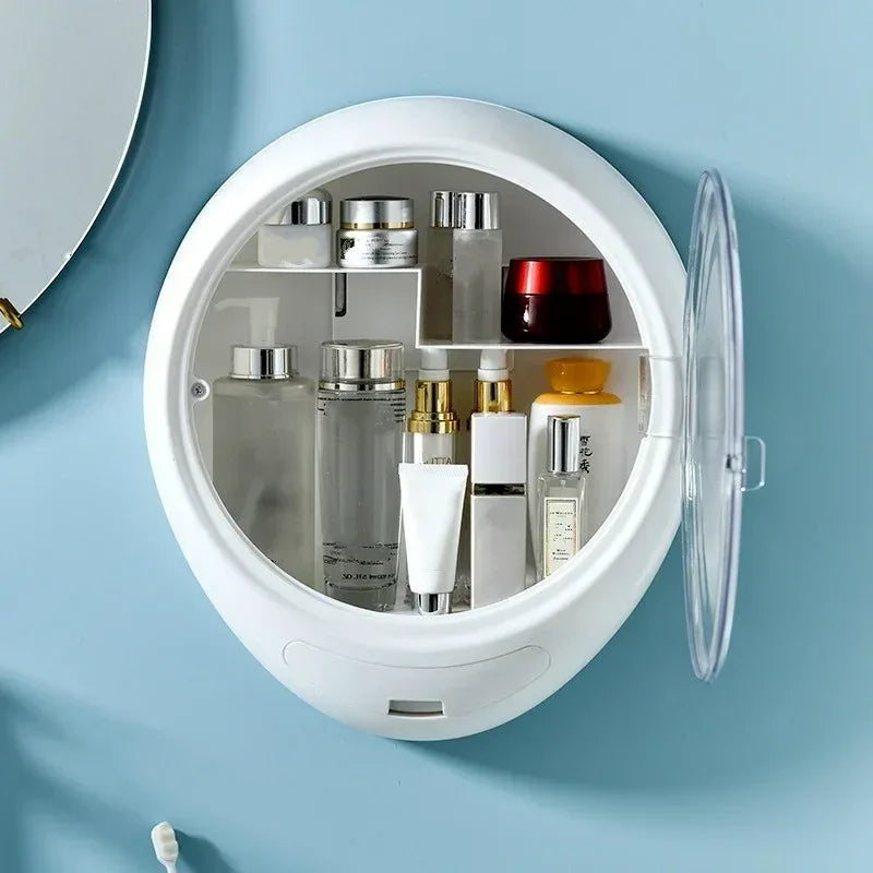 Round Cosmetic Storage Box with Clear Door