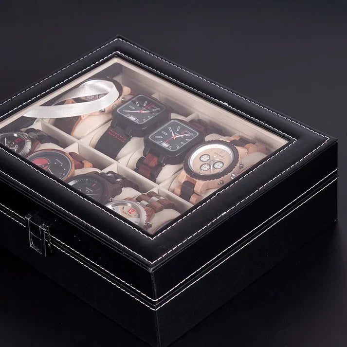 10 Grid Watch Organizer – Premium Faux Leather Box - Image 6