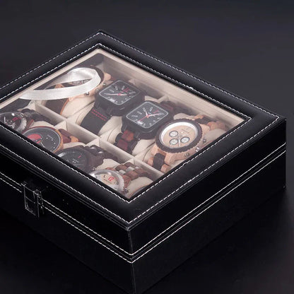 10 Grid Watch Organizer – Premium Faux Leather Box - Image 6