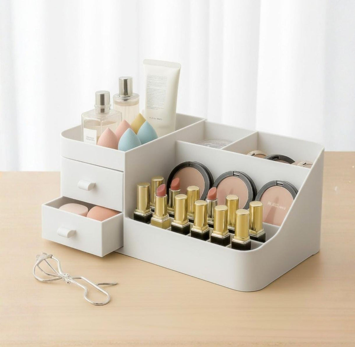 Multipurpose Desktop Makeup Organizer - Luxury Skincare & Cosmetic Storage with Drawers