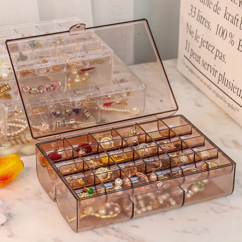 2-Layer Clear Acrylic Jewelry Organizer Box | Anti-Tangle Storage for Rings, Earrings & Necklaces