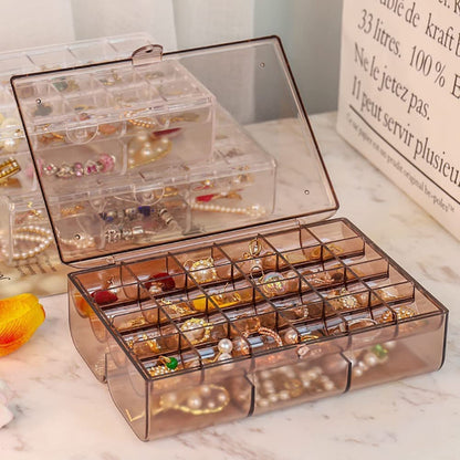 2-Layer Clear Acrylic Jewelry Organizer Box | Anti-Tangle Storage for Rings, Earrings & Necklaces
