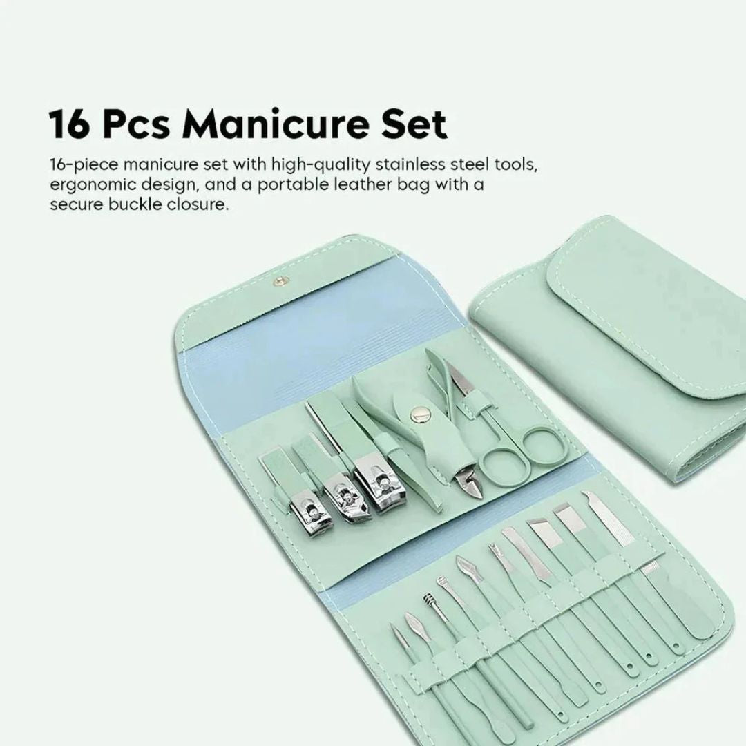 Shenish™ Professional 16PCS Manicure Set With Leather Portable Case - Full Size
