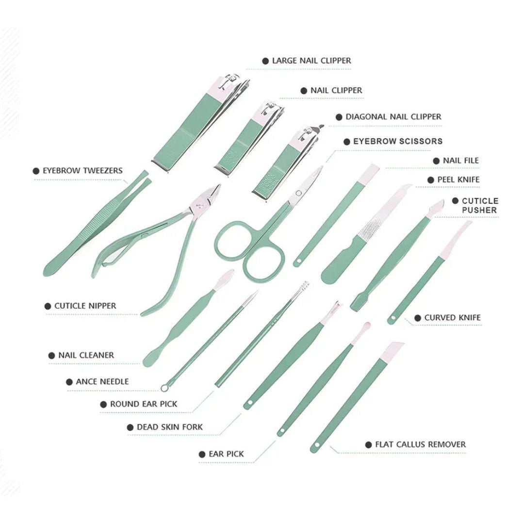 Shenish™ Professional 16PCS Manicure Set With Leather Portable Case - Full Size