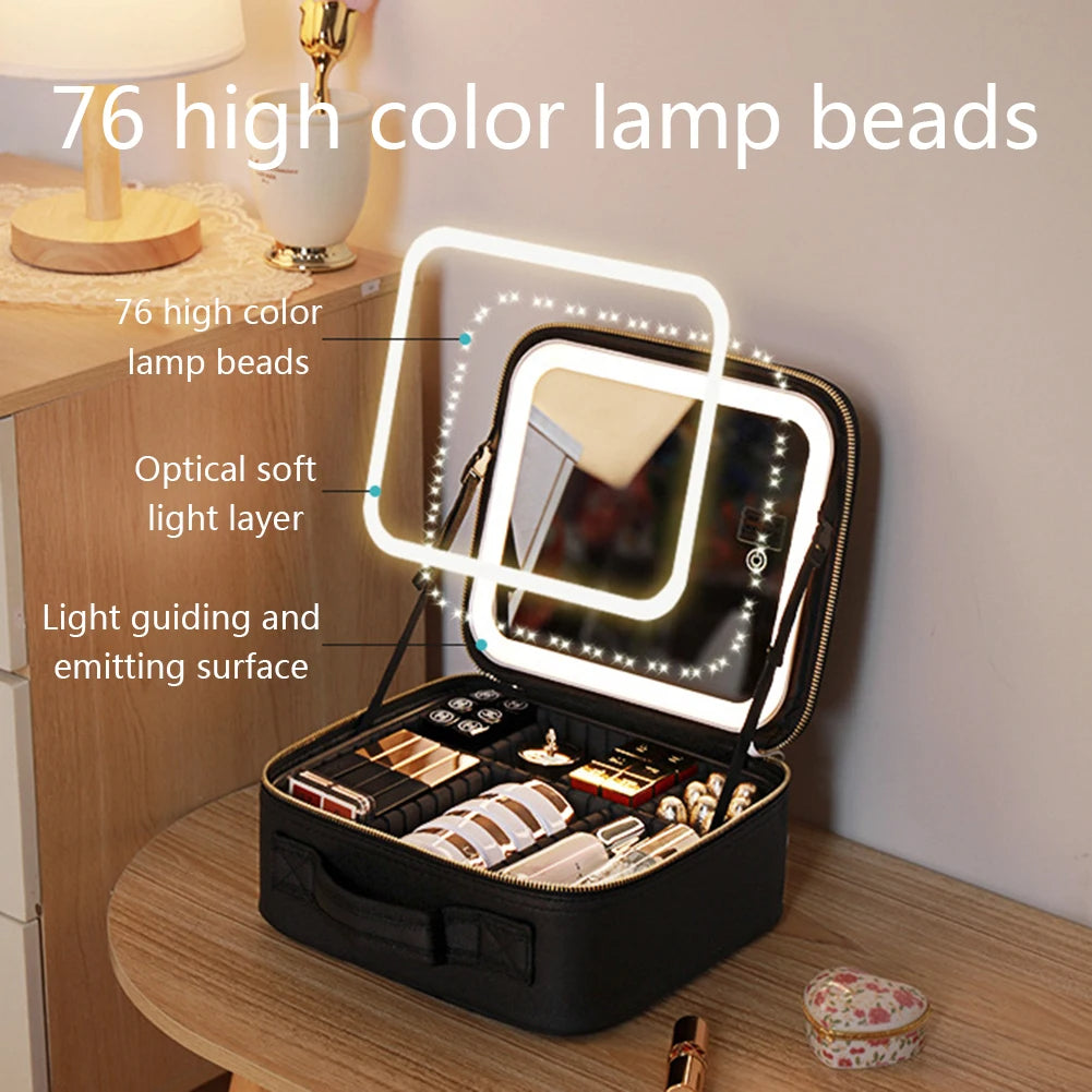 Shenish™ Smart LED Makeup Case with Mirror - Portable Lighted Storage