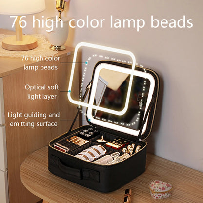 Shenish™ Smart LED Makeup Case with Mirror - Portable Lighted Storage