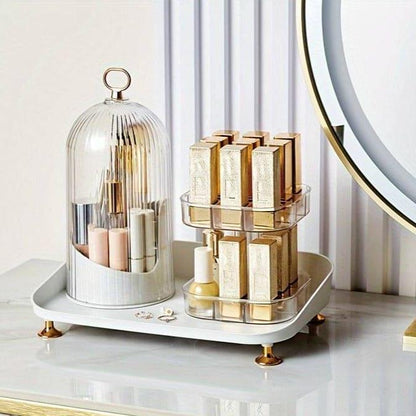 360° Rotating Makeup Brush Organizer and Lipstick Storage Box