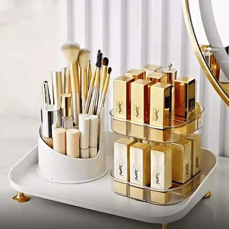 360° Rotating Makeup Brush Organizer and Lipstick Storage Box