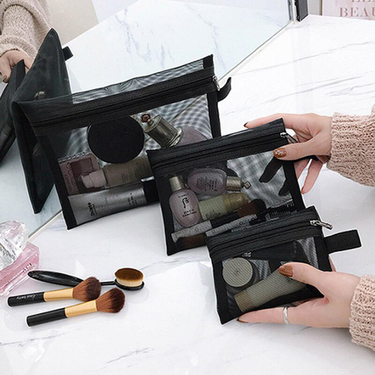 3-Piece Professional Makeup & Toiletry Pouch Set