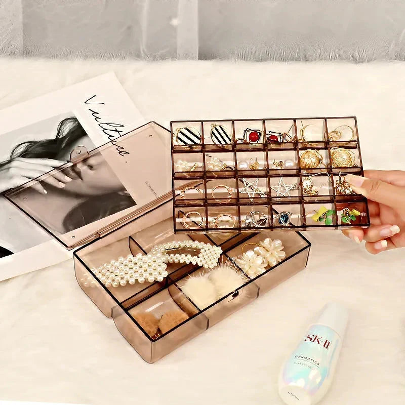 2-Layer Clear Acrylic Jewelry Organizer Box | Anti-Tangle Storage for Rings, Earrings & Necklaces