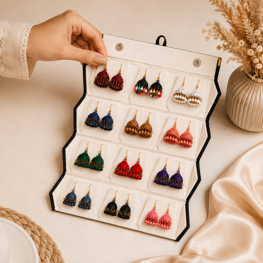 Shenish™ Folding Jhumka Storage Box – 12 Slot & 16 Slot