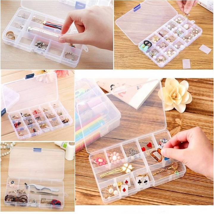 Adjustable Grid Transparent Storage Box for Earrings & Jewellery | Slim Girls Accessories Organizer