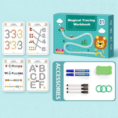Montessori Tracing Workbook for Kids – 64 Pages + 2 Pens + Eraser (Ages 3–7)