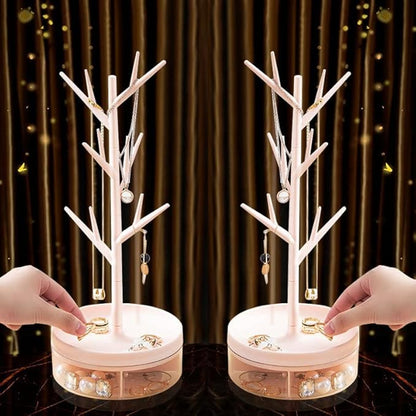 360° Rotating Antler Tree Jewelry Organizer & Acrylic Storage Base
