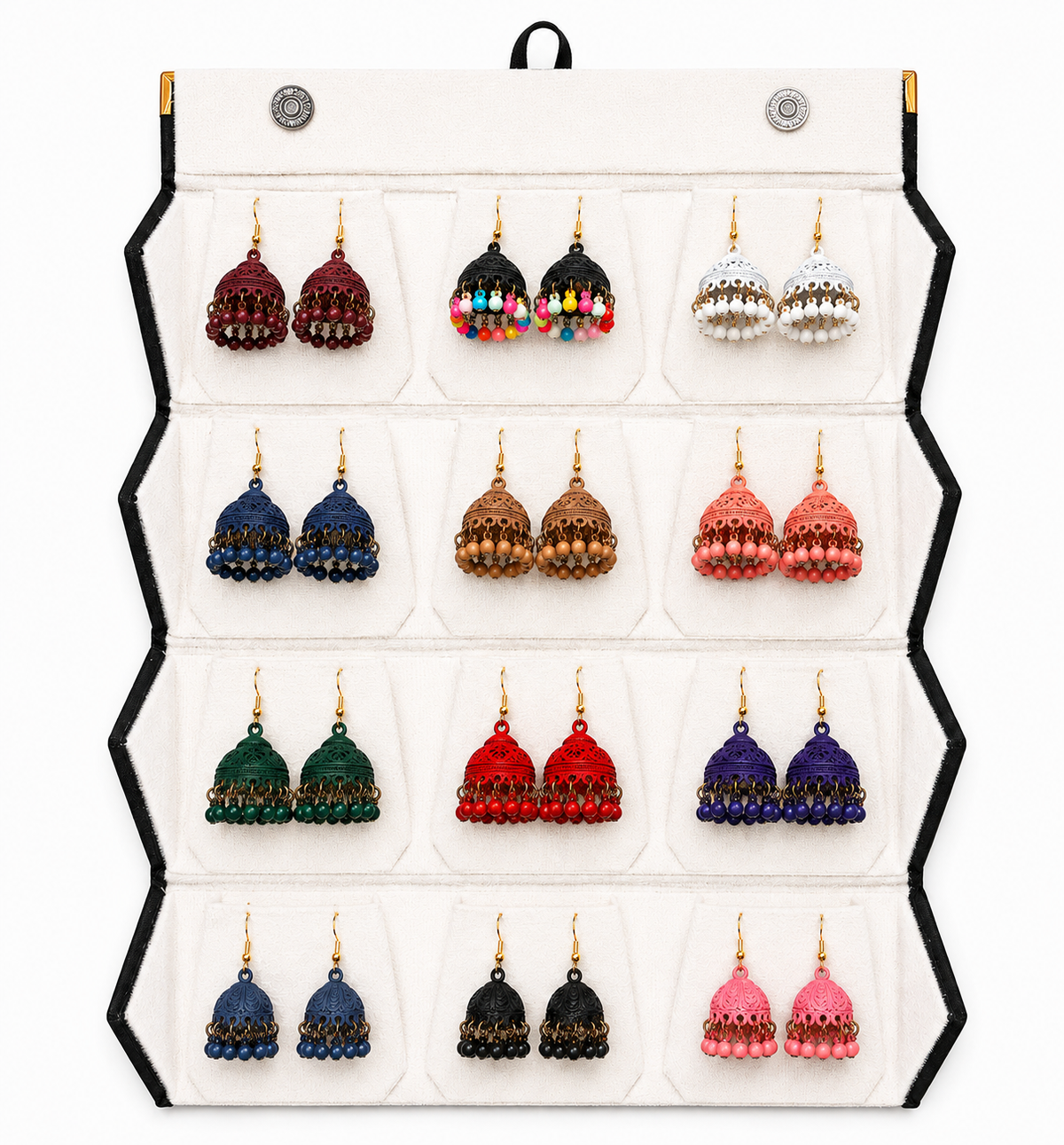 Shenish™ Folding Jhumka Storage Box – 12 Slot & 16 Slot