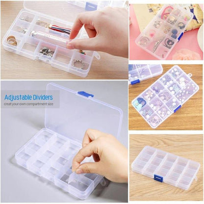 Adjustable Grid Transparent Storage Box for Earrings & Jewellery | Slim Girls Accessories Organizer