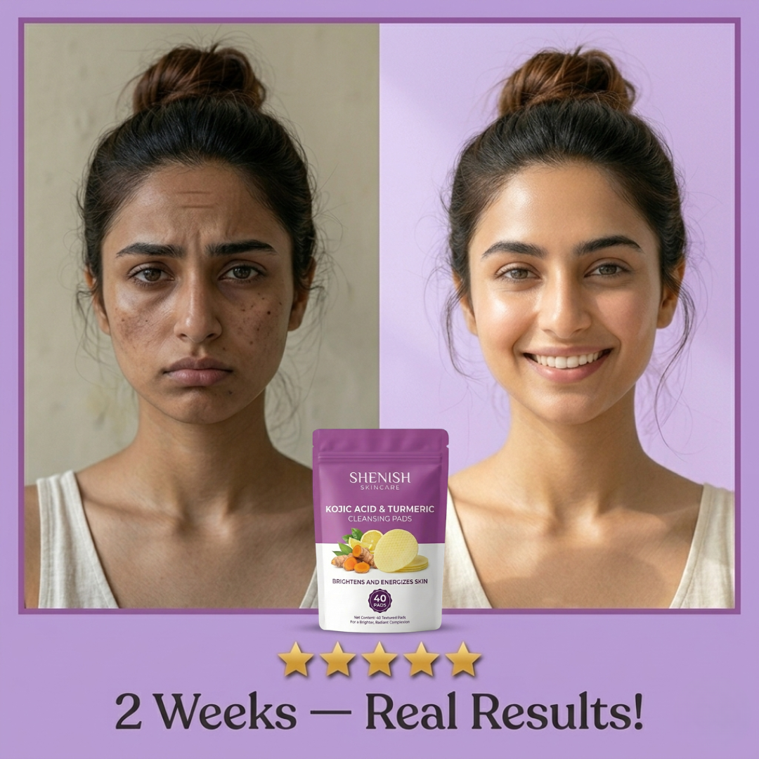 Shenish™ Kojic Acid & Turmeric Cleansing Pads | Brighten Skin & Fade Dark Spots