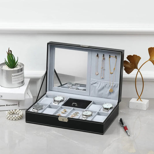 8 Grid Watch and Jewellery Organizer with Inside Mirror - Image 2