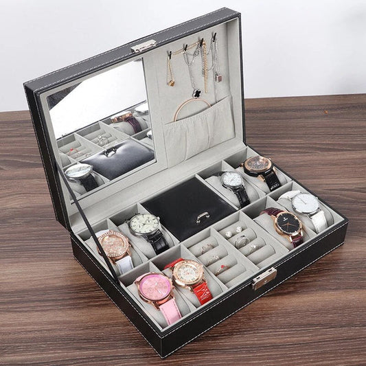 8 Grid Watch and Jewellery Organizer with Inside Mirror