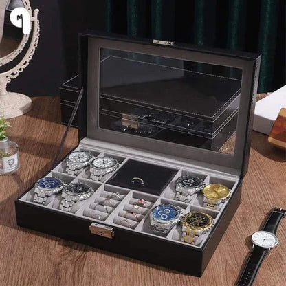 8 Watch and Jewellery Organizer – PU Leather with Velvet Lining