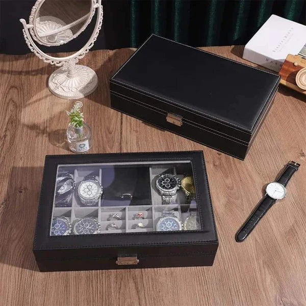 8 Watch and Jewellery Organizer – PU Leather with Velvet Lining - Image 2
