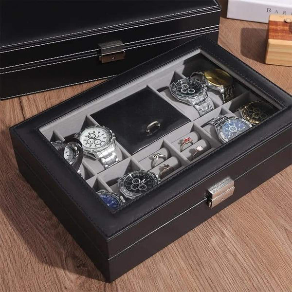 8 Watch and Jewellery Organizer – PU Leather with Velvet Lining - Image 3