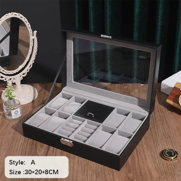 8 Watch and Jewellery Organizer – PU Leather with Velvet Lining - Image 4