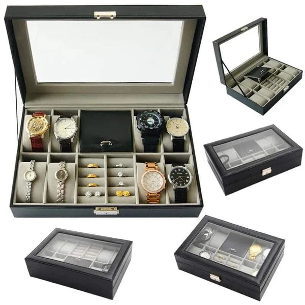 8 Watch and Jewellery Organizer – PU Leather with Velvet Lining - Image 5