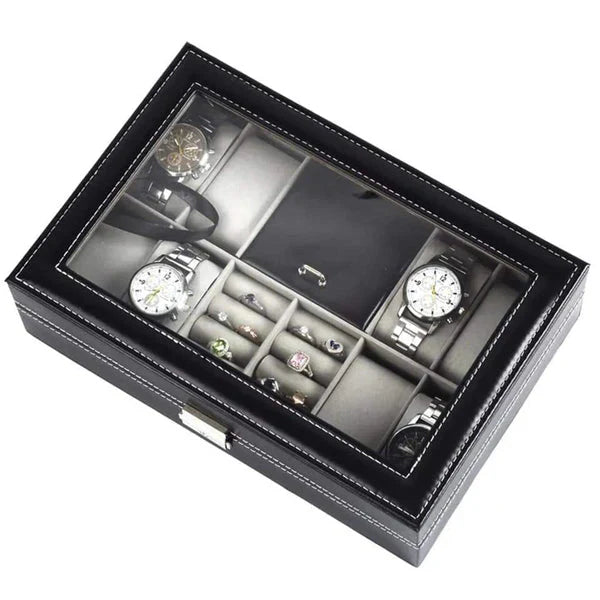 8 Watch and Jewellery Organizer – PU Leather with Velvet Lining - Image 6