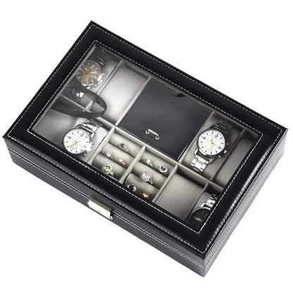 8 Watch and Jewellery Organizer – PU Leather with Velvet Lining - Image 6