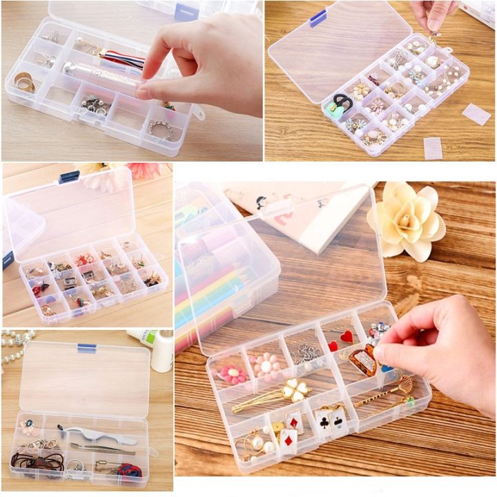 Adjustable Grid Transparent Storage Box for Earrings & Jewellery | Slim Girls Accessories Organizer
