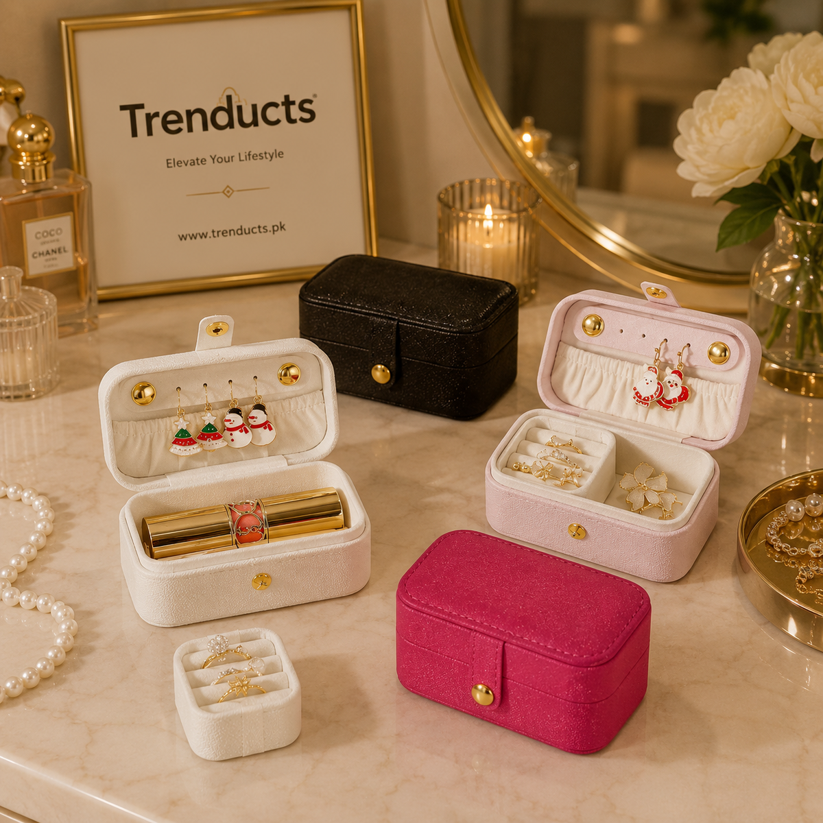 Mini Portable Travel Jewelry Box & Organizer