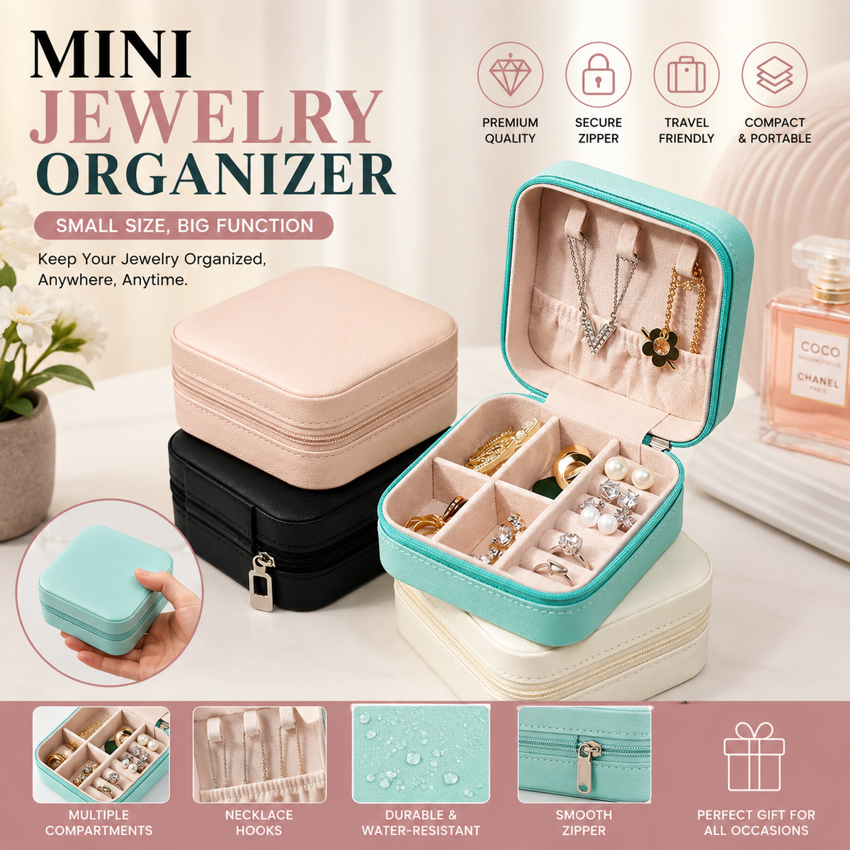 Travel Mini Jewelry Organizer – Portable Storage Box for Accessories