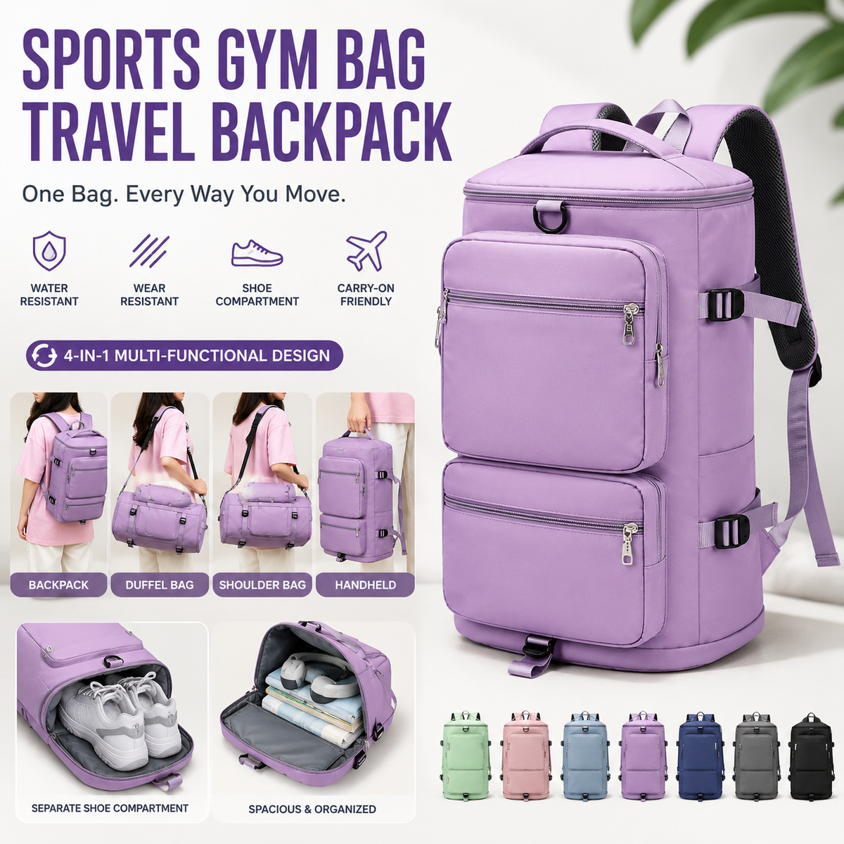 Trendy Travel & Gym Backpack – Multi-Purpose Large Capacity Bag
