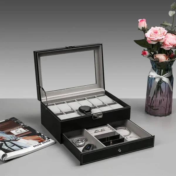 Double Layer 12 Grid Watch and Jewellery Organizer
