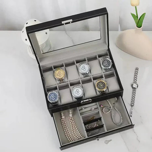 Double Layer 12 Grid Watch and Jewellery Organizer - Image 2