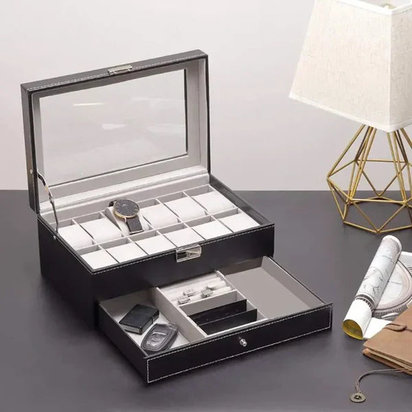 Double Layer 12 Grid Watch and Jewellery Organizer - Image 5