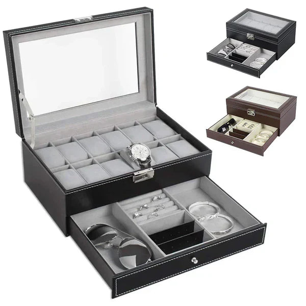 Double Layer 12 Grid Watch and Jewellery Organizer - Image 6