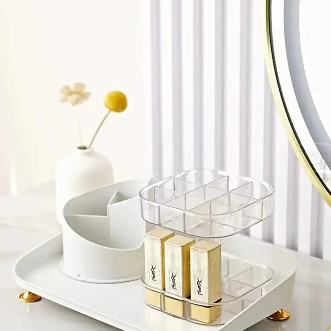 360° Rotating Makeup Brush Organizer and Lipstick Storage Box