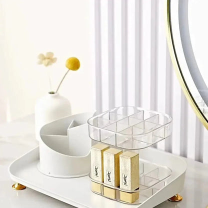 360° Rotating Makeup Brush Organizer and Lipstick Storage Box