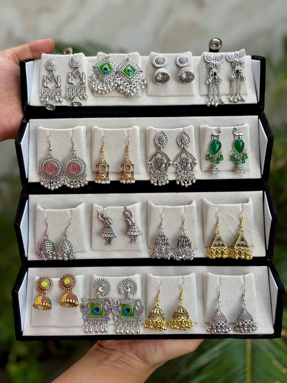 Shenish™ Folding Jhumka Storage Box – 12 Slot & 16 Slot