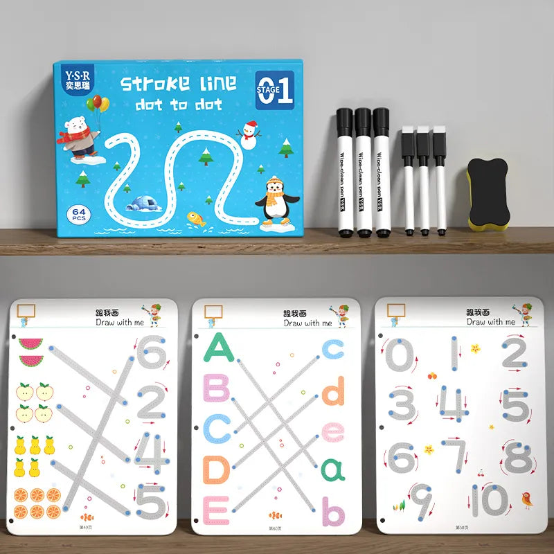 Montessori Tracing Workbook for Kids – 64 Pages + 2 Pens + Eraser (Ages 3–7) – Image 4