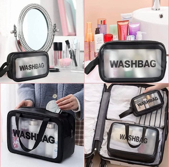 Transparent Waterproof PVC Travel Cosmetic Washbag Set – 3-Pack - Image 2