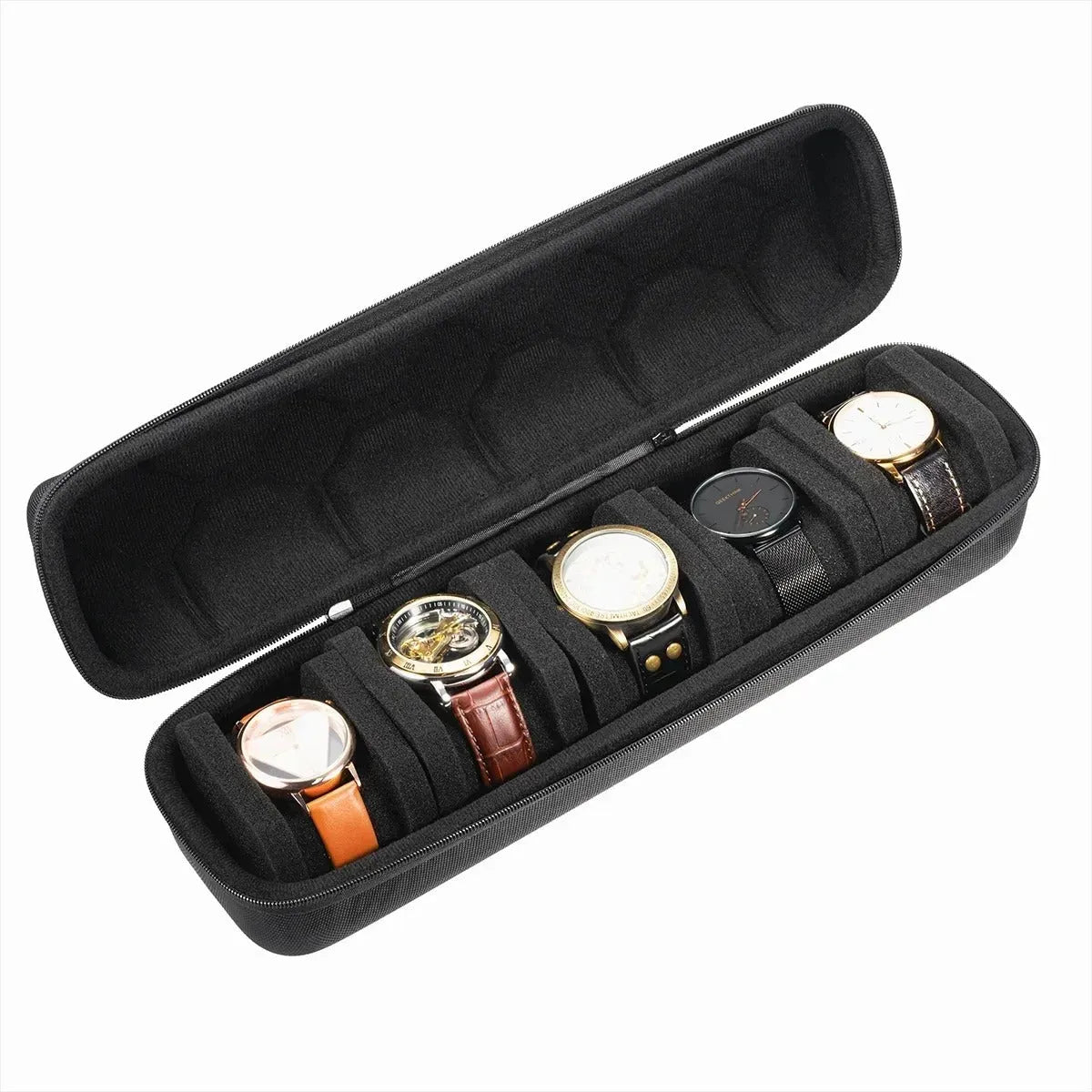 Luxury 5-Grid Watch Storage Case – Velvet Lined Travel Watch Organizer - Image 4